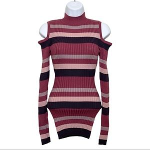 Derek Heart Cold Shoulder Long Sleeve Mock Neck Top For Women